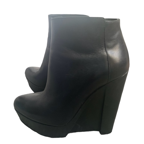 THEORY Black Leather Wedge Ankle Boots size 37 eu - Picture 2 of 8